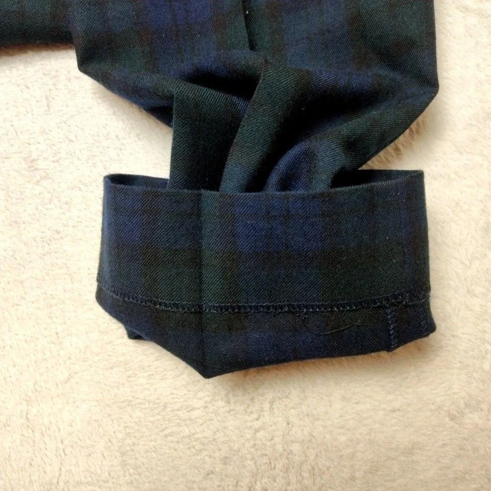 Banana Republic Pants Mens 33x34 Green Blackwatch Plaid Tweed Wool Tapered Dress
